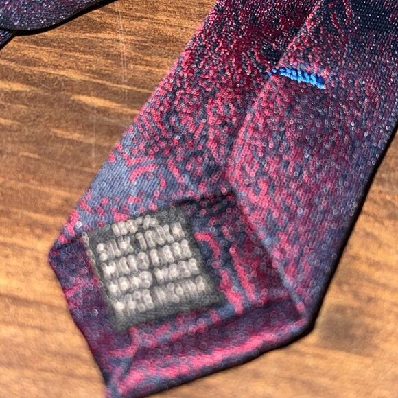 Pino Baldino Burgundy Black Tie with pocket square - Picture 4 of 6